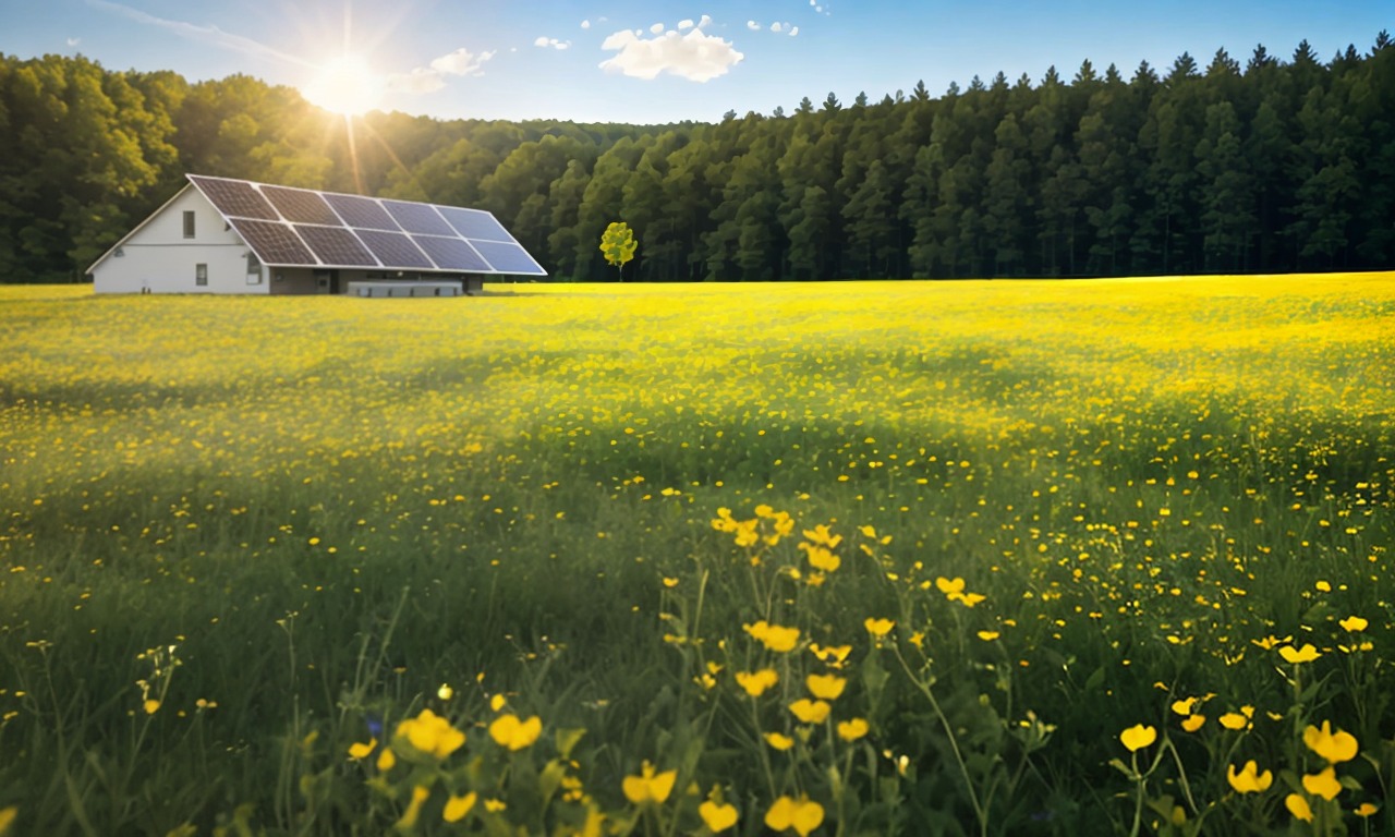 Blumenwiese vor einer Photovoltaikanlage